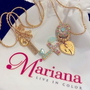 Mariana gold charm necklace w/Swarovski crystals